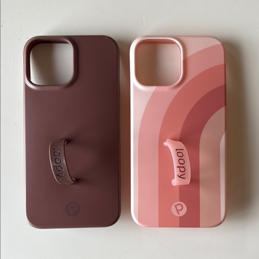 Loopy Case Phone Case Set - Brown and Pink iPhone 13 Pro Max-new